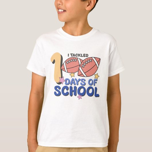 100日目の学校を楽しくタックル フットボール Tシャツ (正面)