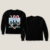 100日目の学校を祝う野球ドーナツTシャツ (デザイン 正面&背面)