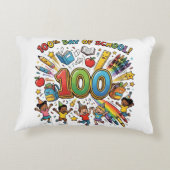 100日目の学校カラフルなお祝いデザイン - アクセントクッション (裏面)