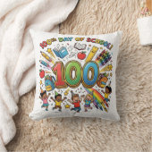 100日目の学校カラフルなお祝いデザイン -  クッション (ブランケット)