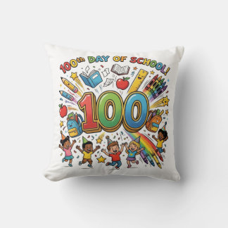 100日目の学校カラフルなお祝いデザイン - クッション