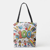100日目の学校カラフルなお祝いデザイン -  トートバッグ (裏面)