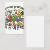 100日目の学校カラフルなお祝いデザイン -  名刺 (正面/裏面)