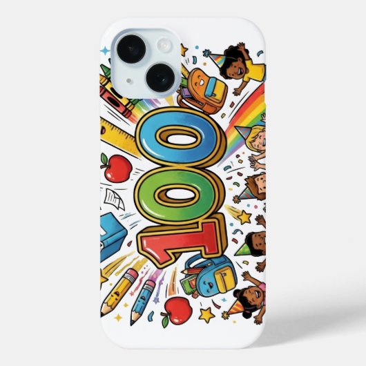 100日目の学校カラフルなお祝いデザイン - Case-Mate iPhoneケース (裏面)