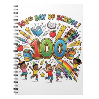 100日目の学校カラフルな祝祭デザイン ノートブック