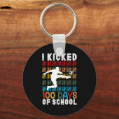 100日目の学校サッカー100日お祝い先生ギフト キーホルダー (正面)
