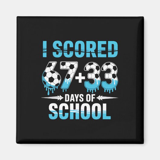 100日目の学校サッカー100日目をクリア マグネット (正面)