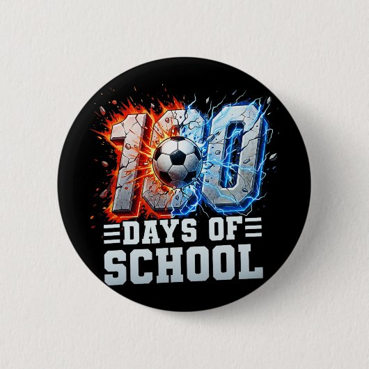 100日目の学校サッカー 100日間の学校生活を楽しむ男の子 缶バッジ (正面)