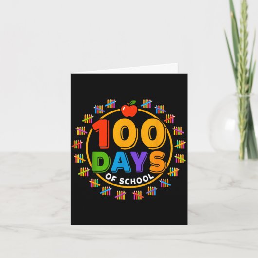 100日目の学校デザイン ハッピー100日目 カード (正面)