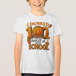 100日目の学校バスケットボール学生 トライブレンドTシャツ