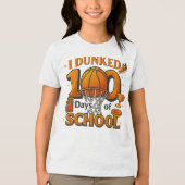 100日目の学校バスケットボール学生 トライブレンドTシャツ (正面)