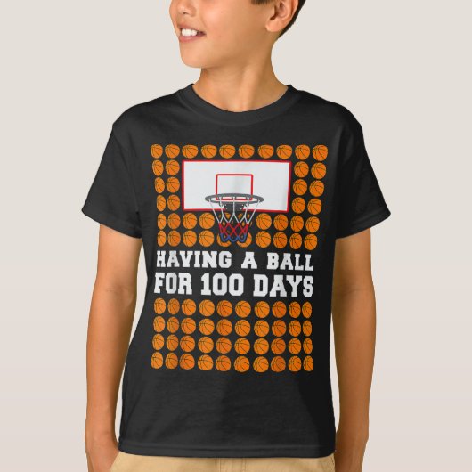 100日目の学校バスケットボール100日目のボールギフト Tシャツ (正面)