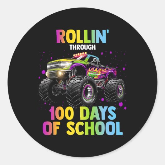100日目の学校モンスタートラック少年たち100日 ラウンドシール (正面)