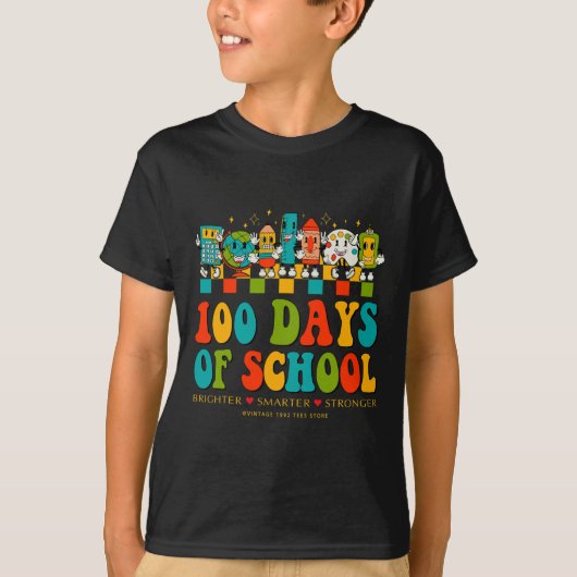100日目の学校先生の明るいストロ Tシャツ (正面)