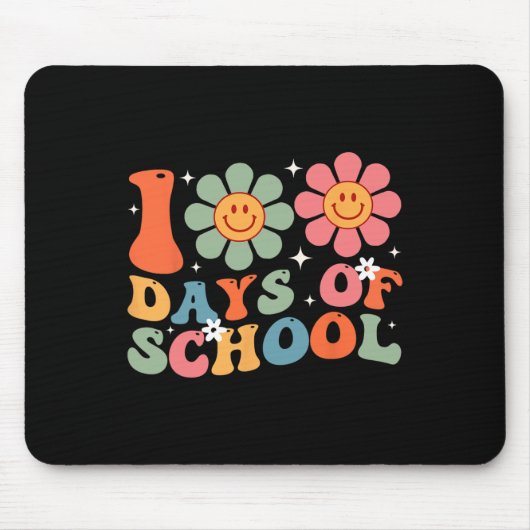 100日目の学校先生レトロ子供100日 マウスパッド (正面)