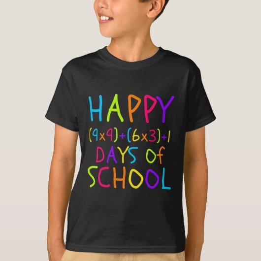100日目の学校先生子供100日数学 Tシャツ (正面)