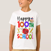 100日目の学校先生生徒子供100日目 Tシャツ (正面)