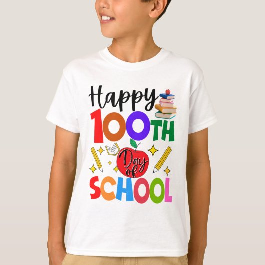 100日目の学校先生生徒子供100日目 Tシャツ (正面)