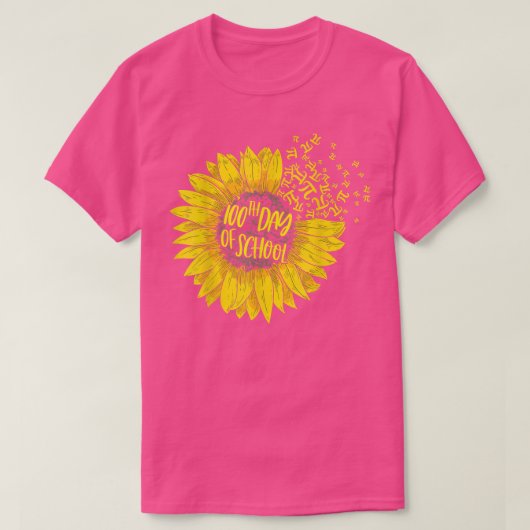100日目の学校先生- 100日頭が切れる Sun Tシャツ (デザイン正面)