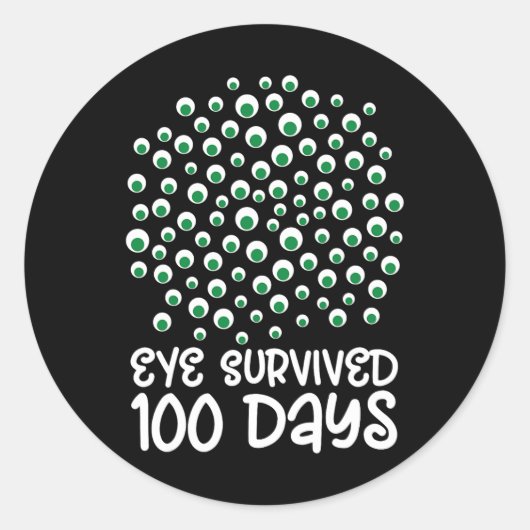 100日目の学校怪獣Googly Eye 生き延び 10 ラウンドシール (正面)