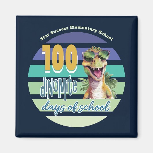100日目の学校恐竜モノグラム マグネット (正面)