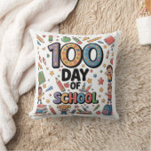 100日目の学校楽しいTシャツ | カラフルな子供たちと クッション (ブランケット)