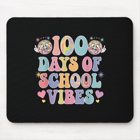 100日目の学校生活かわいいスマイル顔100日 マウスパッド (正面)