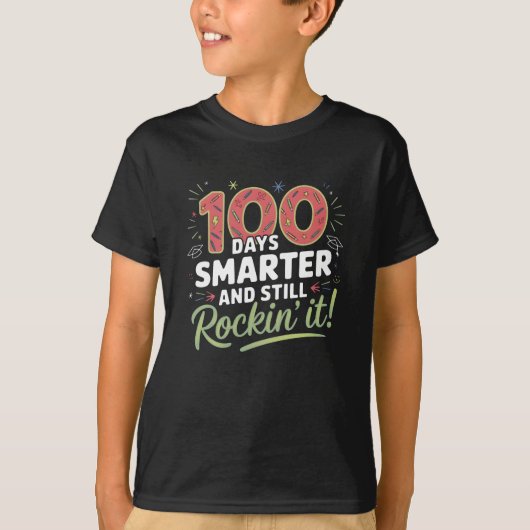 100日目の学校生活をお祝いするシャツ Tシャツ (正面)