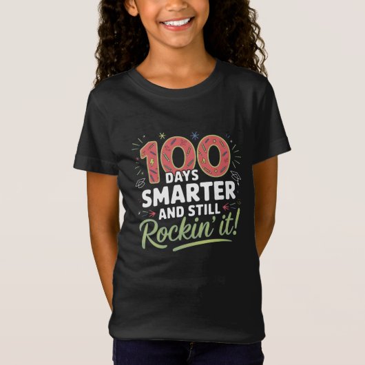 100日目の学校生活をお祝いするシャツ Tシャツ (正面)