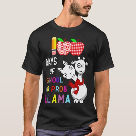 100日目の学校 おもしろい 問題なし ラマ先生 Tシャツ (正面)