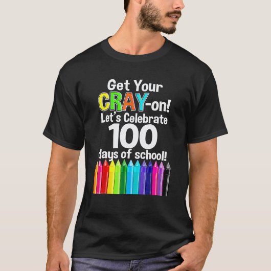 100日目の学校 お絵かきしよう 100日目先生ティー Tシャツ (正面)