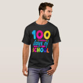 100日目の学校 お茶のための100日明るい面白いデザイン Tシャツ (正面フル)
