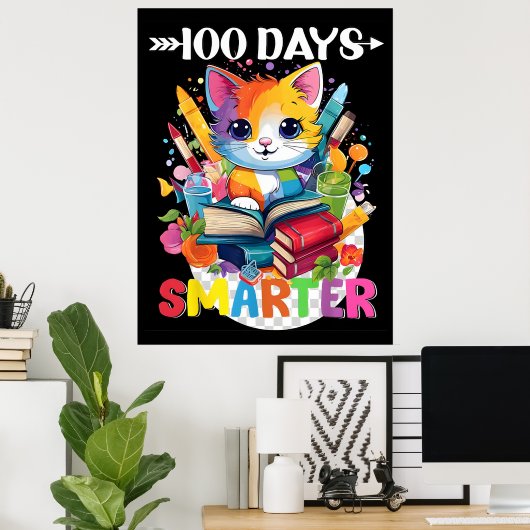 100日目の学校 かわいい猫 キッテン 女の子 キッズ 2025 ポスター (ホームオフィス)