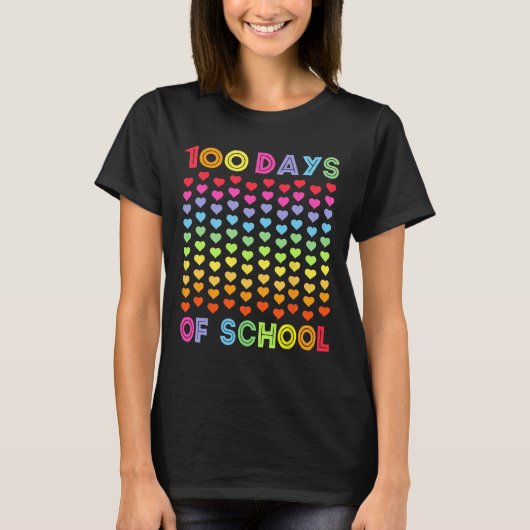 100日目の学校 とっても楽しいよ 100 レインボー Tシャツ (正面)