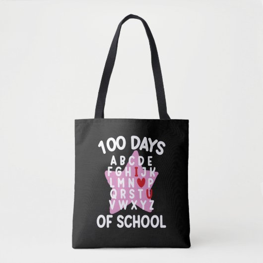 100日目の学校 アルファベット 100日目 先生 トートバッグ (正面)