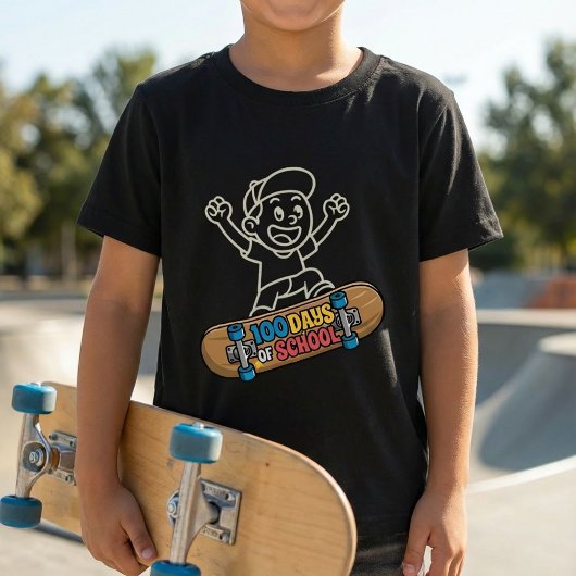 100日目の学校 スケートボーダー少年 Tシャツ