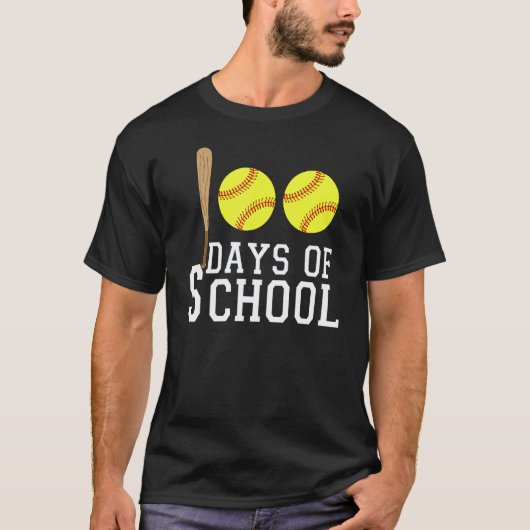 100日目の学校 ソフトボール 先生または生徒 1 Tシャツ (正面)