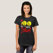 100日目の学校 ソフトボール 先生 キッズ 100日目 Tシャツ (正面フル)
