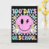 100日目の学校 レトロなスマイルフェイス 先生 キッズ 1 カード (黄色い花)
