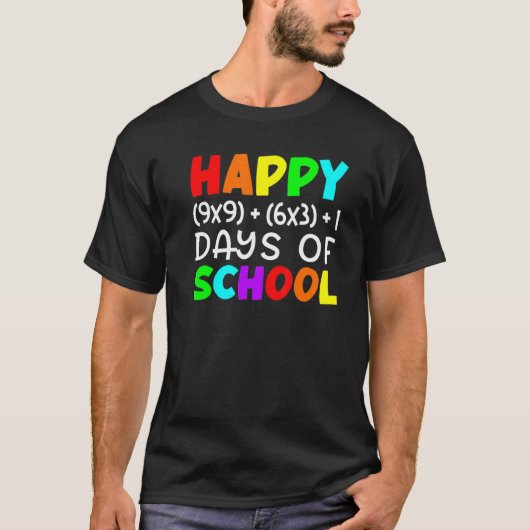 100日目の学校 数学の先生 100日おめでとう 数学の公式 Tシャツ (正面)