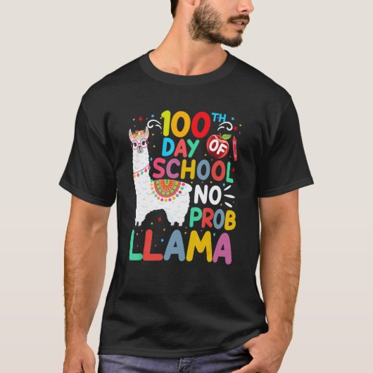 100日目の学校 無問題のラマ 100日間 Tシャツ (正面)