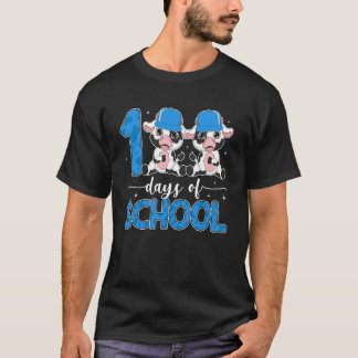 100日目の学校 牛 100日目を迎えた賢い学生 Tシャツ