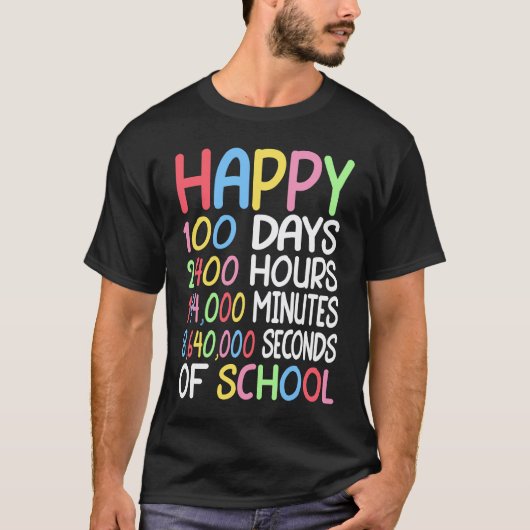 100日目の学校 算数教師 100日おめでとう Tシャツ (正面)