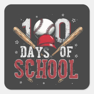 100日目の学校 野球 スポーツ好き スクエアシール