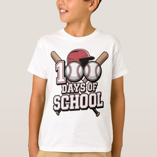100日目の学校 野球 スポーツ テーマ Tシャツ (正面)