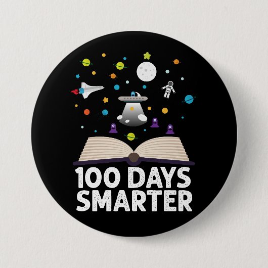 100日目の学校 100日賢い本 スペース 缶バッジ (正面)