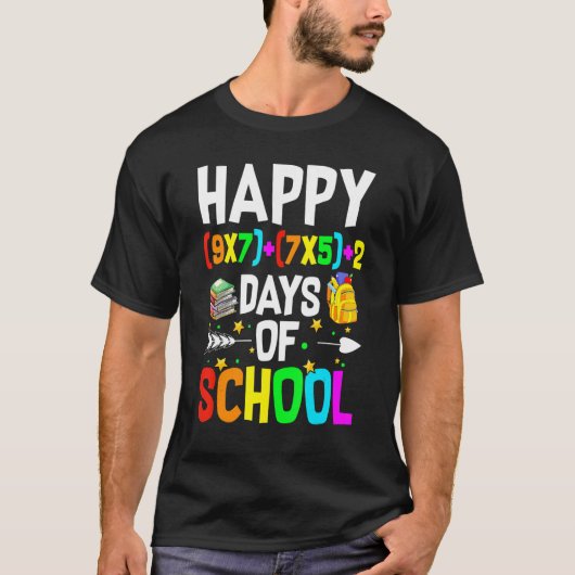 100日目の数学先生数学フォーミュラ幸せ100日 Tシャツ (正面)