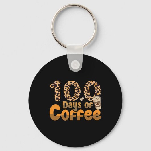 100日目の登校おしゃれコーヒー先生100日 キーホルダー (正面)