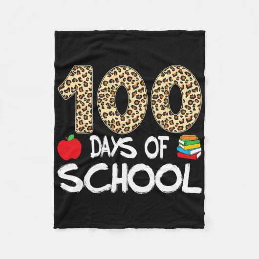 100日目の登校お祝い先生ヒョウ柄 100日記念日 フリースブランケット (正面)