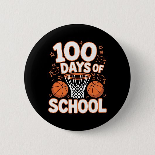 100日目の登校お祝い先生ビスケットボール100日 缶バッジ (正面)